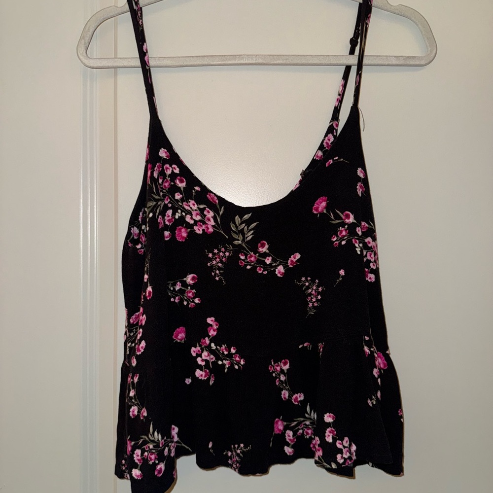 La Hearts Black and Pink Relaxed Crop Camisole